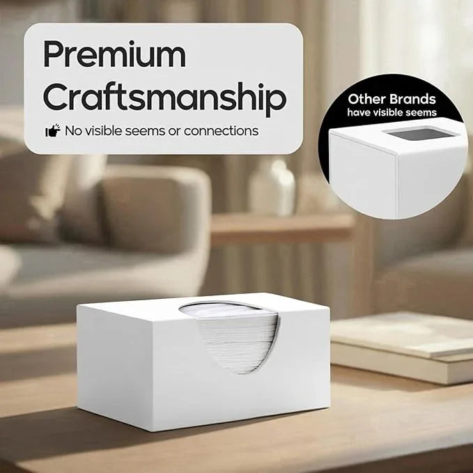 Tissue Box Cover Rectangle - Tissue Box Holder Rectangular - Compatible with Puffs - Acrylic White Bathroom Accessories Décor - ModernBath