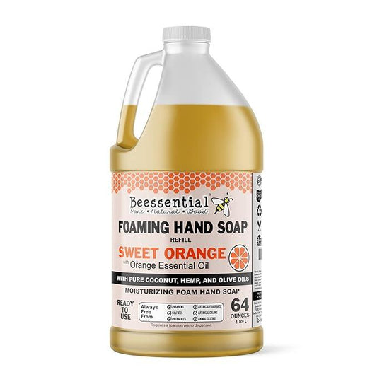 Beessential All Natural Bulk Foaming Hand Soap Refill, 64 oz Orange | Made with Moisturizing Aloe & Honey - Made in the USA - ModernBath