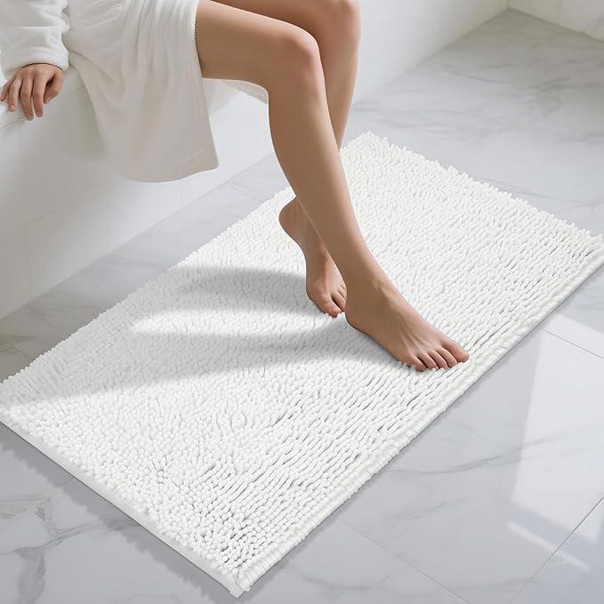 Yimobra Long Bathroom Rugs 44"x24", Extra Soft Non Slip Bath Mat for Tub, Super Absorbent Quick Dry Shaggy Rug Floor Carpet, Machine Washable,White - ModernBath