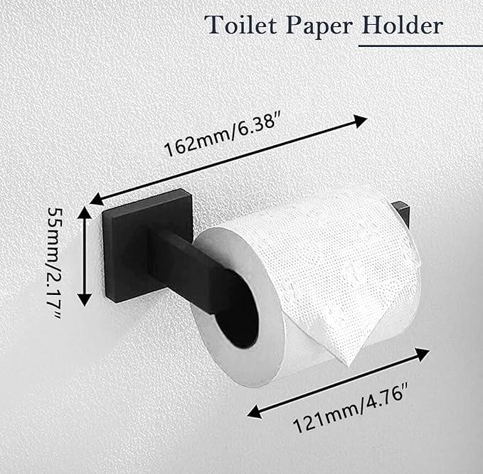 Bathroom Accessories Towel Bar Set: 15 Pieces Matte Black Bathroom Hardware Square SUS304 Stainless Steel - Wall Mounted Towel Rack&Toilet Paper Holder&Towel Ring and Towel Hook - ModernBath