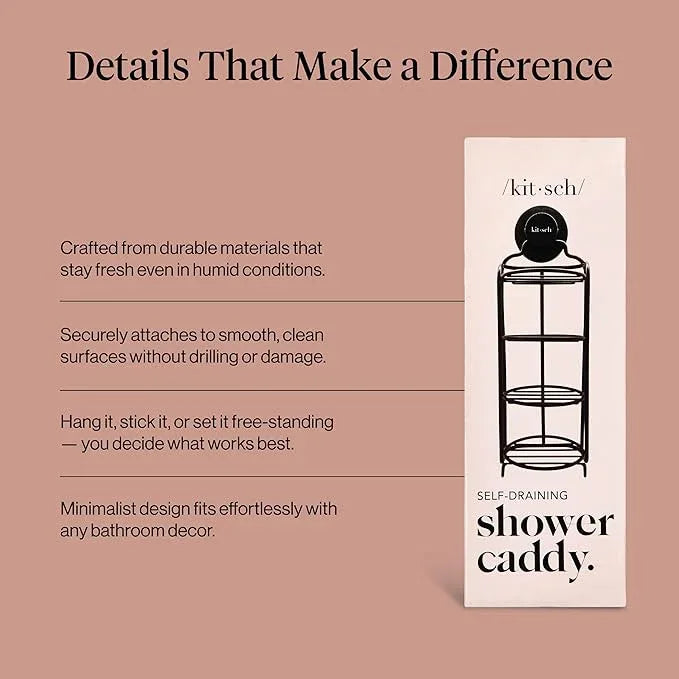 Kitsch Hanging Shower Caddy with Suction Cup – Self-Draining Bar Soap Holder & Shower Caddy for Shampoo Bars, Conditioner Bars & Soap – Rust Proof, Eco-Friendly, Wall Mount or Free-Standing Organizer - ModernBath
