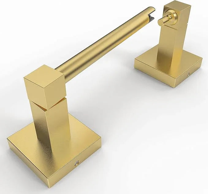 Ruacq Gold Toilet Paper Holder Double Post Pivoting Square Tissue Holders Roll Holder Hangers Brushed Gold Toilet Paper Stand Bathroom Stainless Steel and Zinc Alloy Modern Wall Mounted - ModernBath