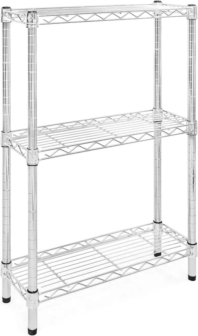 Shelving Inc. 8" d x 24" w Chrome Wire Shelving with 3 Tier Shelves, Weight Capacity 800lbs Per Shelf - ModernBath