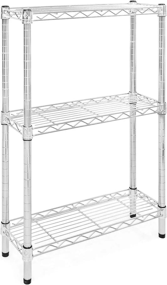 Shelving Inc. 8" d x 24" w Chrome Wire Shelving with 3 Tier Shelves, Weight Capacity 800lbs Per Shelf - ModernBath