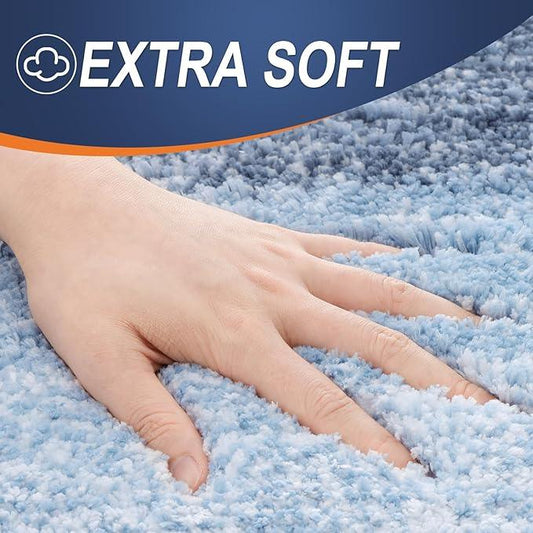 OLANLY Bathroom Rugs Mat 70x46, Extra Soft Absorbent Microfiber Bath Rugs, Rubber Backing, Quick Dry, Machine Washable Bath Mats for Bathroom Floor, Tub and Shower, Home Decor Accessories, Blue - ModernBath