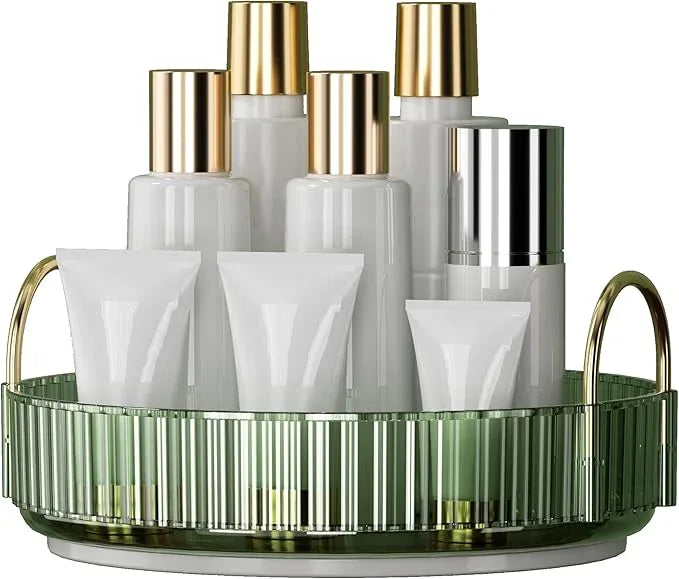 YCIA&DONE 360 Rotating Makeup Organizer and Storage for Vanity Countertop 1 Tier, High Capacity Cosmetic Skincare Perfume Organizers for Dresser Bathroom Fridge Lazy Susan (Vintage Green) - ModernBath