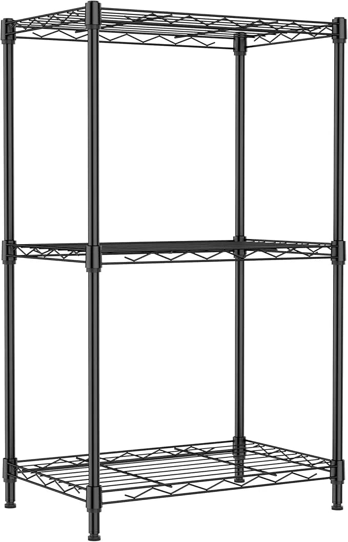 IZEUK 3 Tier Metal Wire Shelving Rack Storage Shelves for Kitchen, Bedroom, Living Room or Laundry Room, Black, 17.7" W x 11.8" D x 28.8" H - ModernBath