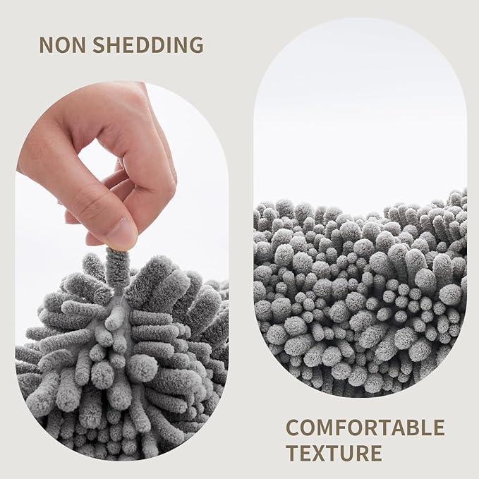 Ruggnovea Chenille Bathroom Rugs Non Slip Washable, Extra Thick Soft Absorbent Chenille Bath Mat, Non-Slip Barrier Backing, Quick Dry Machine Washable Bath Mats Tub, Shower,Floor/Sink,24x17,Grey - ModernBath