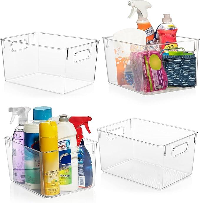 ClearSpace Clear Plastic Storage Bins – Pantry Organizers & Storage Containers, Cabinet Organizer - Home Organization Must Haves for Kitchen, Laundry Room, Office, Closet, Garage & Freezer - ModernBath
