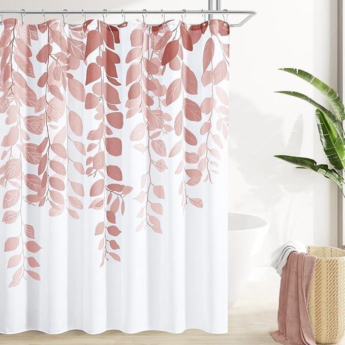 BOODII Canyon Rose Leaf Shower Curtain for Bathroom Botanical Eucalyptus Nature Eucalyptus Shower Curtain Set Floral Leaves Waterproof Bathroom Bath Curtains with Hooks 72x72 - ModernBath