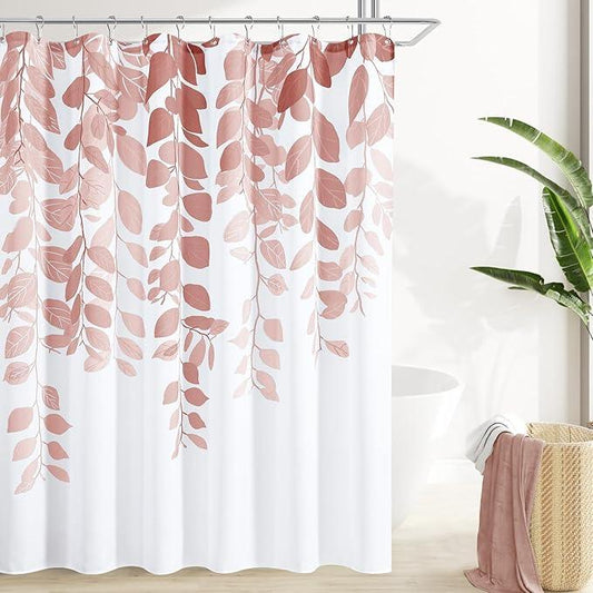 BOODII Canyon Rose Leaf Shower Curtain for Bathroom Botanical Eucalyptus Nature Eucalyptus Shower Curtain Set Floral Leaves Waterproof Bathroom Bath Curtains with Hooks 72x72 - ModernBath