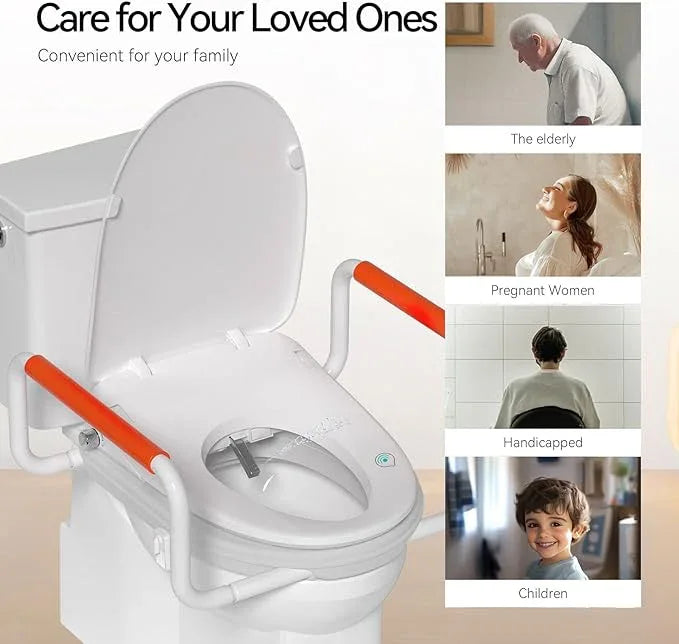 R&T Toilet Seat Riser 2" Raised Seat with Removable Padded Handles Fit for Elongated Toilets - ModernBath