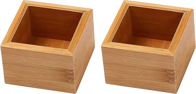 YBM Home Bamboo Drawer Organizer Storage Box for Kitchen Drawer, Junk Drawer, Office, Bedroom, Children Room, Craft, Sewing, and Bathroom, 2 Pack 3x3x2 inch - ModernBath