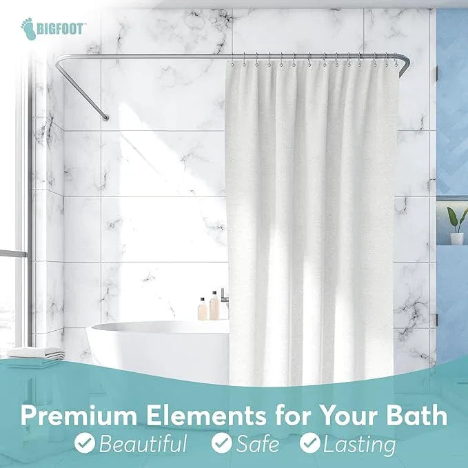 BigFoot Shower Curtain Hooks, Durable Stainless Steel, Rust Resistant, Easy Installation & Smooth Glide, Fits Standard Shower Rods, Metal Curtain Rings, 12 Pieces, Nickel Color - ModernBath