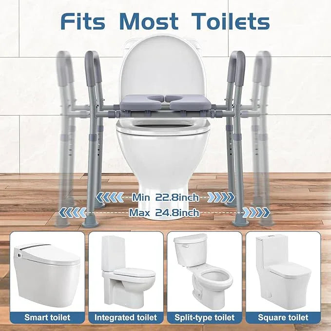 Dedibody Toilet Seat Risers for Seniors, Raised Toilet Seat with Handles, Adjustable Height & Width, Heavy Duty Up to 550lb Handicap Elevated Toilet Seat for Elderly, Pregnant, Fit Any Toilet - ModernBath