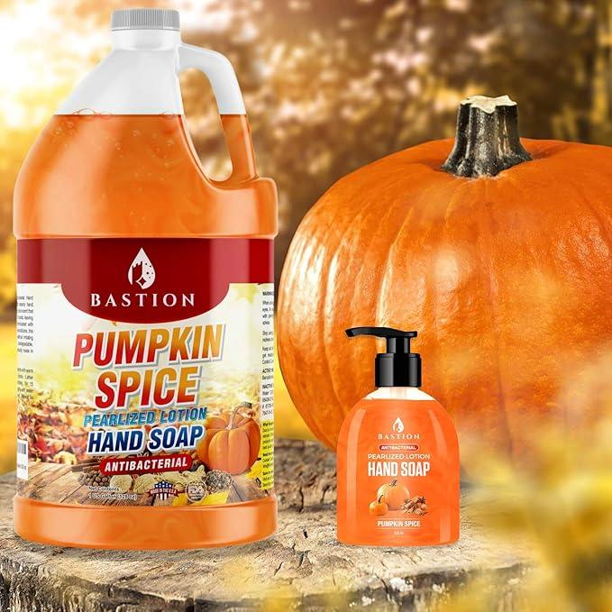 Bastion Antibacterial Hand Soap - Pumpkin Spice Moisturizing Pearlized Liquid Hand Wash - 1 Gallon (128 oz.) Bulk Refill Jug. Pumpkin Spice Scented. Non-toxic. Made in the USA. - ModernBath