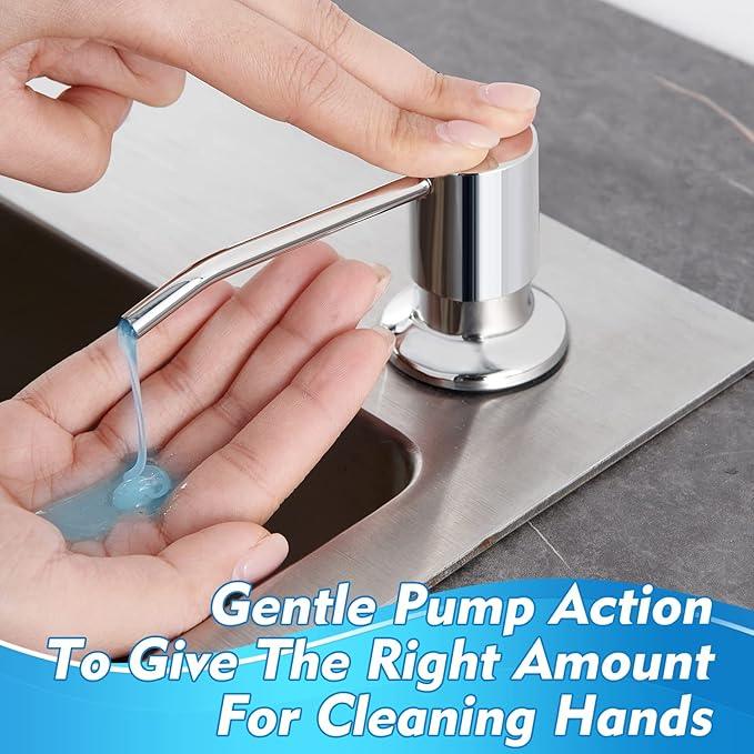 CREA Chrome Built-in Soap Dispenser for Kitchen Sink,Stainless Steel Kitchen Dish Soap Dispenser Pump,in Counter Soap Dispensers Under Sink Mouted Set 39" Tube 17oz Large Bottle - ModernBath