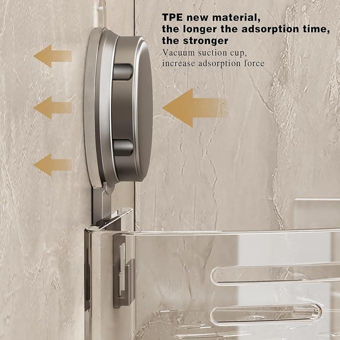 VOLPONE Shower Caddy Corner Suction Cup Shelf Corner No Drilling Bathroom Shower Organizer Storage Rack Adhesive (3-Pack, gray) - ModernBath
