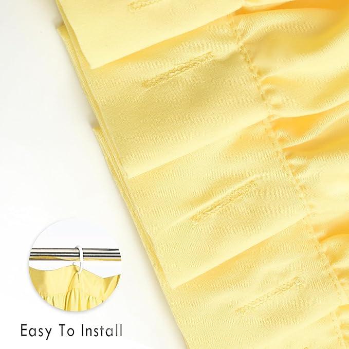 Homechoice Decor Bright Yellow Shower Curtain, Vintage Handcrafted Bow Tie Bath Curtain for Master Bathroom, Ruched Microfiber Bathroom Curtain with 12 Buttonholes, 72" W x 72" H (LQ-10) - ModernBath