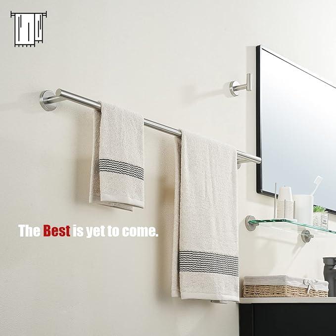 JQK Bath Towel Bar, 30 Inch 304 Stainless Steel Thicken 0.8mm Single Towel Rack for Bathroom, Towel Holder Brushed Finished Wall Mount, Useable Length 27 Inch, TB110L27-BN - ModernBath