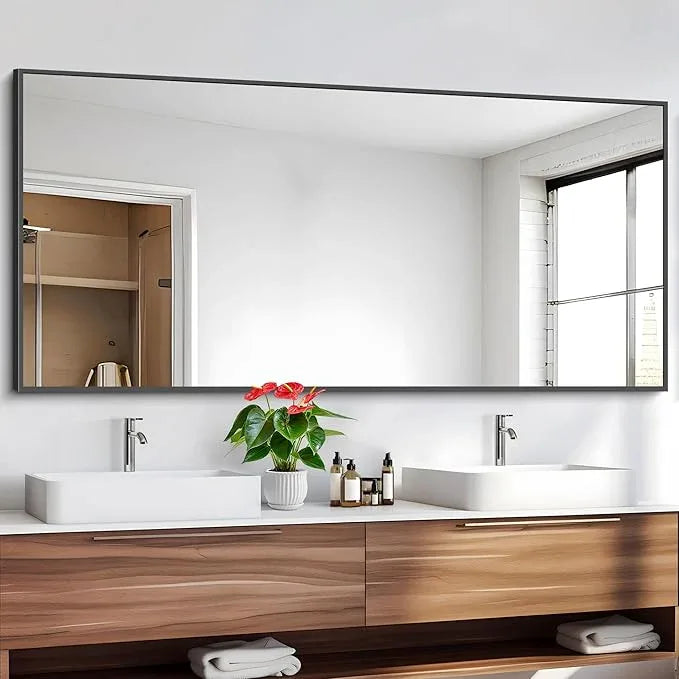 DESBING Black Bathroom Mirror for Wall, 72x36 Inch Rectangle Mirrors with Metal Frame, Modern Vanity Wall Mirror Decor for Entryway Hangs, Bathroom Living Room Horizontal or Vertical - ModernBath