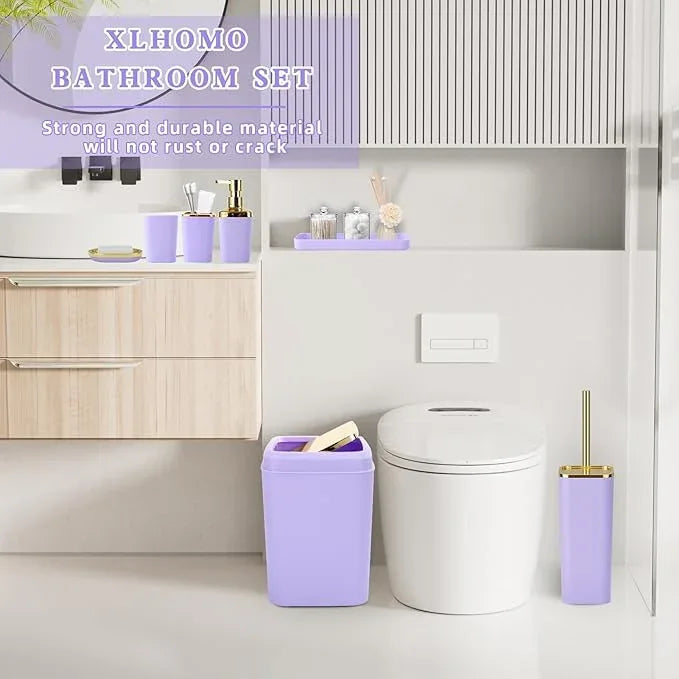 XLHOMO Bathroom Accessories Set - 26PCS Purple Bathroom Set, Bathroom Accessory Set with Shower Curtain and Rugs and Bathtub Mats for Home - ModernBath