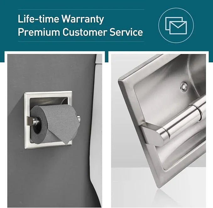 Recessed Toilet Paper Holder,Stainless Steel in Wall Toilet Paper Roll Holder for Bathroom Insert Design with Mounting Bracket,Commercial Toilet Tissue Dispensers Wall Mount,Brushed Nickel - ModernBath