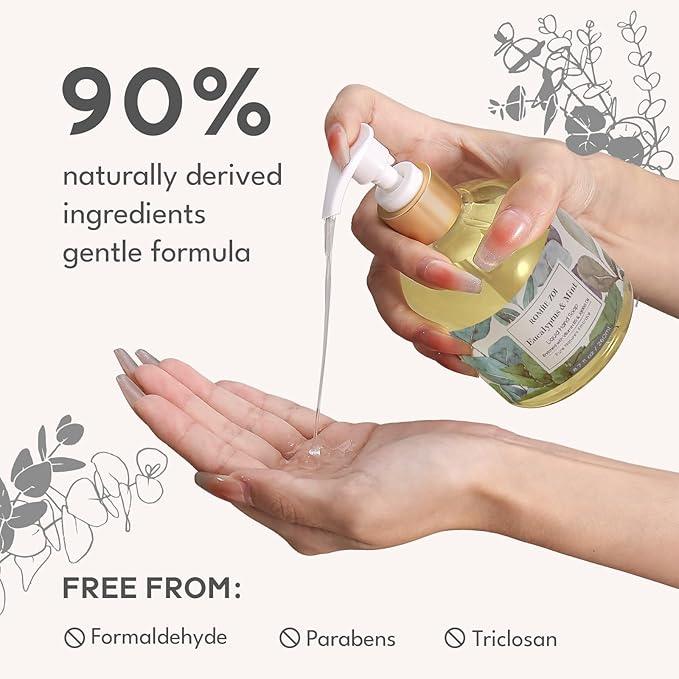 ROMIIE ZOI Eucalyptus & Mint Liquid Hand Soap Refill, Gentle & Moisturizing Formula, Natural Cruelty-Free Soap, Large 750 ML Bottles Bulk for Kitchen, Bathroom, and Dispensers (26 FL OZ, Pack of 3) - ModernBath
