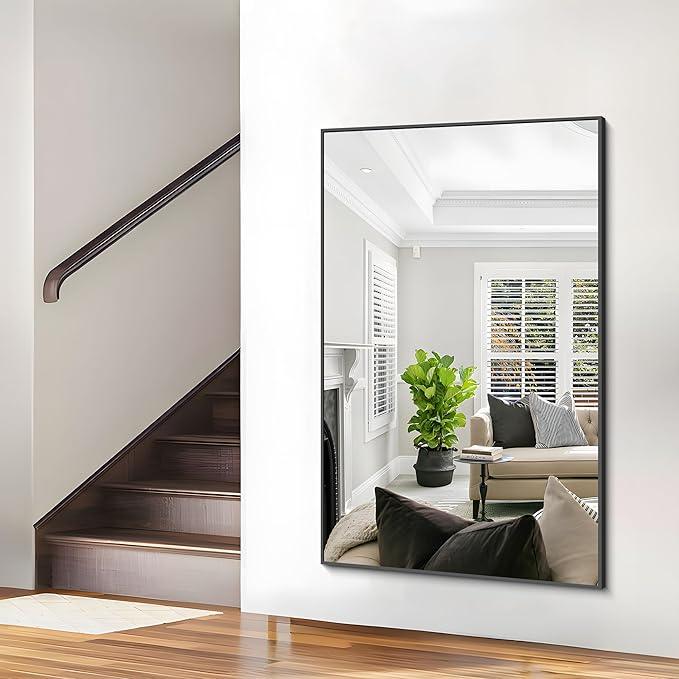 COFENY 40x60inch Black Bathroom Mirror, Black Rectangle Mirror with Frame, Large Rectangular Wall Mirrors for Bathroom, Living Room, Hair Salon, Big Farmhouse Mirror Hang Horizontal/Vertical - ModernBath