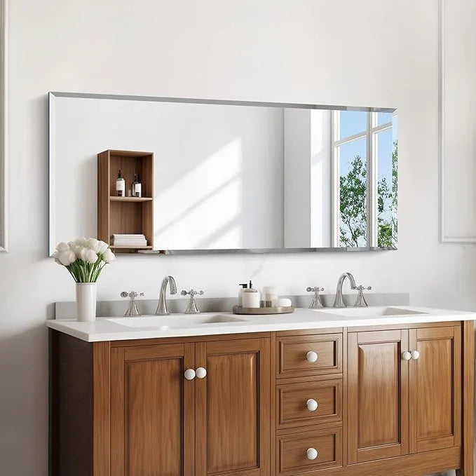 KOCUUY Beveled Mirror, 20x48 Inch Frameless Bathroom Mirror for Over Sink, Upgraded Shatterproof Beveled Unframed Design Mirror for Bathroom, Bedroom, Hang Horizontal/Vertical - ModernBath