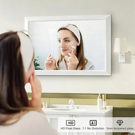 Bathroom Mirror for Over Sink,24x36Inch White Thick Anti-Rust Metal Frame, Rectangle Decorative Wall Mirror with HD Tempered Glass, Horizontal or Vertical Mount for Vanity, Bathroom,Living Room - ModernBath
