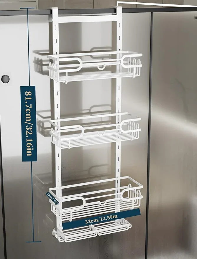 Consumest Over The Door Shower Caddy - 4 Tier Adjustable Hanging Shower Organizer Shelf with 2 Soap Holders & 22 Hooks, Rustproof Easy Installation Hanging Storage Rack for Bathroom, White - ModernBath