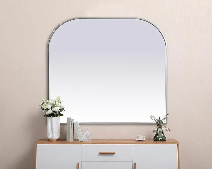 Illuminate, Metal Frame Arch Mirror 42X38 Inch in, Modern, Silver - ModernBath