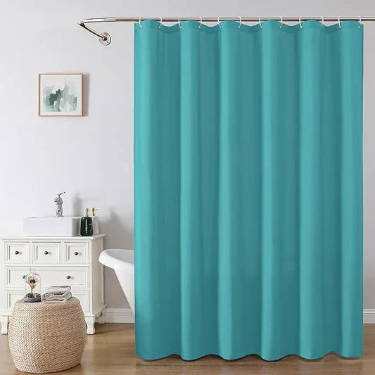 OVZME Zora Solid Turquoise Shower Curtain for Bathroom, Fabric Shower Curtain- Soft Cloth & Hotel Spa Quality, Water Repellent, Machine Washable Shower Curtain Set with 12 Hooks, Grommet Top, 72Wx72L - ModernBath