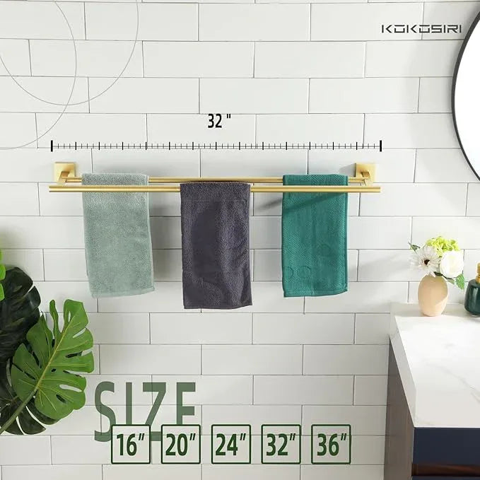 KOKOSIRI Bathroom Towel Bar 32'' Double Towel Holder for Bath Kitchen Cabinet Towel Rails 32 Inch Brushed Gold Stainless Steel B5005BG-L32 - ModernBath