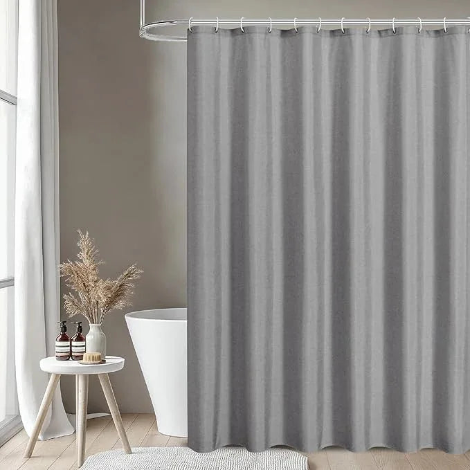 THAIGEE 2-in-1 Waterproof Extra Long Fabric Shower Curtain or Liner,Linen Textured,84 Inch Breathable TPU & Washable Bathroom Shower Curtain Set with 12 Plastic Hooks,Modern,72"x84" Grey - ModernBath