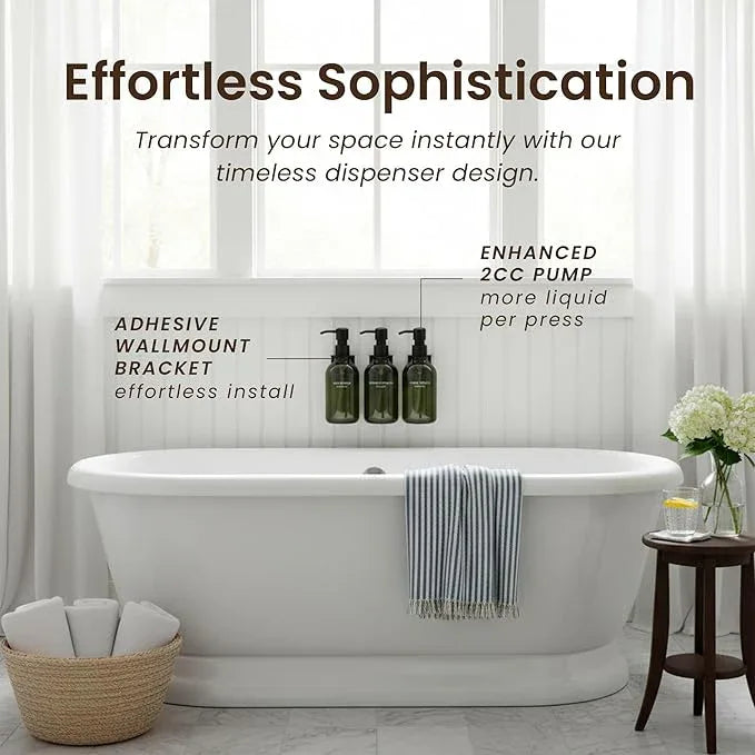 MaisoNovo Shampoo and Conditioner Dispenser - Shower Soap Dispenser Wall Mounted - 16.9 fl oz Set of 3 Green Plastic Bottles Black Pump - Shampoo Dispenser, Shower Dispenser - ModernBath