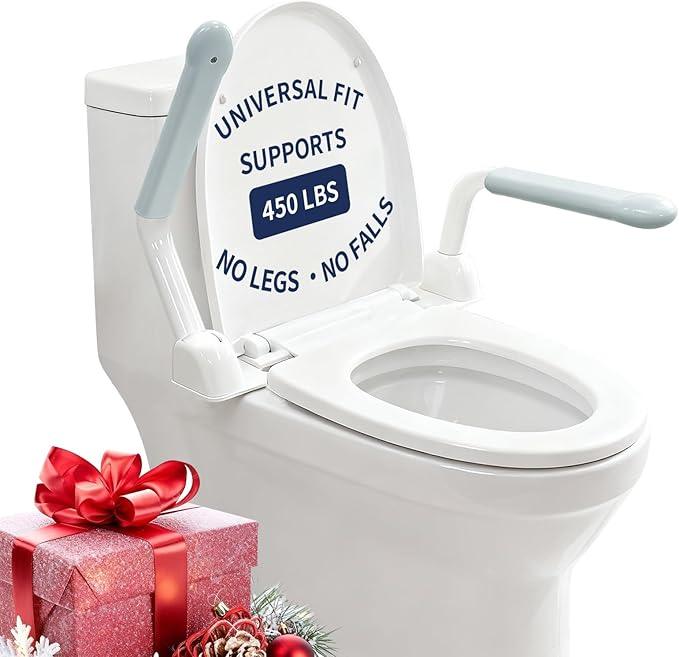 IJDD Toilet Safety Rails for Seniors with Flip-Up Armrests, Heavy Duty Toilet Support Rails with Rise-up Handle for Elderly, Disabled, Handicapped, Pregnant or Mobility Assistance, Fits Most Toilets - ModernBath