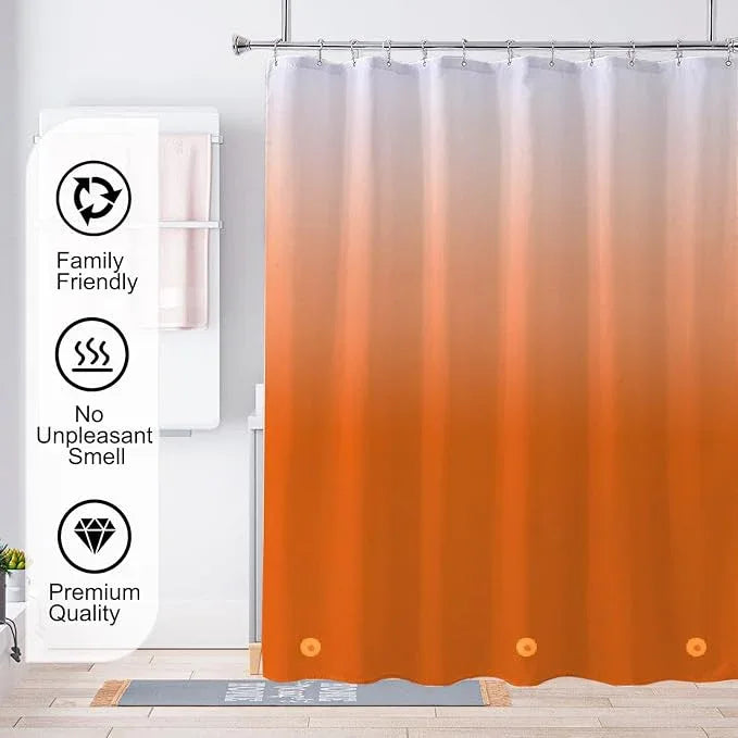 TIKABC Shower Curtain Liner, 4G PEVA Shower Liner, Plastic Waterproof Shower Curtains, with Grommet Holes and 3 Magnetic Weights(Gradient Orange) - ModernBath