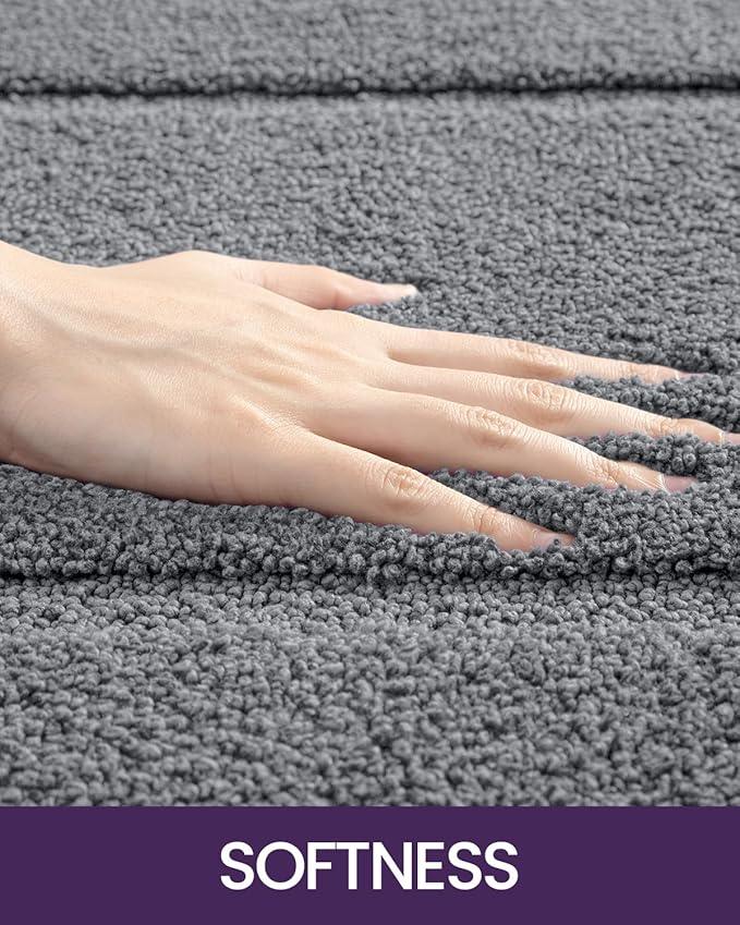 DEXI Bathroom Rugs 36x24, Washable Non Slip Bath Mat for Shower Floor, Absorbent Quick Dry Bathmat with Rubber Backing, Ultra Soft Plush Carpet for Tub, Grey - ModernBath