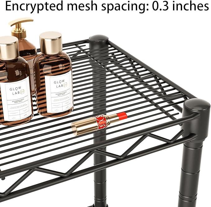 Small 5 tire Shelves Storage Wire Shelving Unit Metal Shelf Adjustable Organizers Storage Shelving for Bathroom Laundry Room Kitchen Pantry10”D x 16”W x 55”H Black - ModernBath