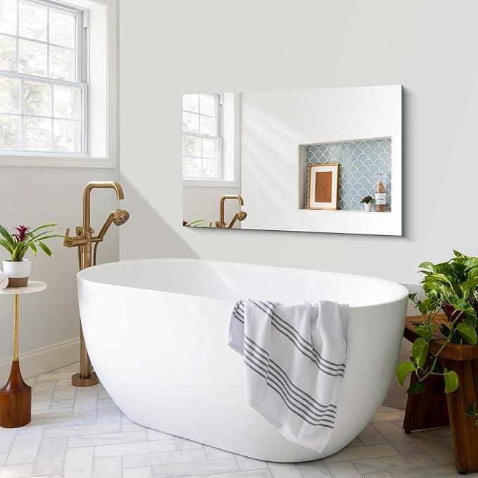 CILIBER Frameless Mirror, 24x40 Inch Rectangle Bathroom Mirrors for Wall, Upgraded Shatterproof Large Vanity Mirror Over Sink with Polished Edge for Bathroom, Bedroom, Living Room and Entryway - ModernBath
