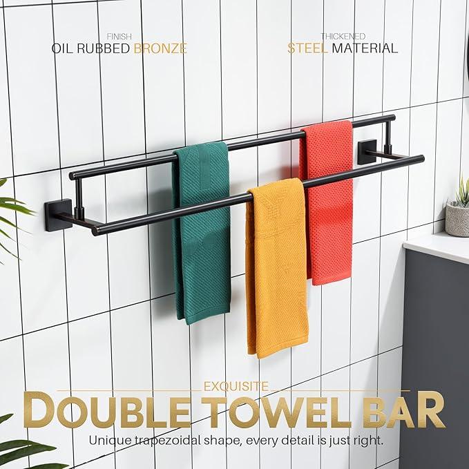 KOKOSIRI Towel Bars 36-Inch Bathroom Towel Holder Oil Rubbed Bronze Double Bath Towel Racks Wall Mounted Stainless Steel B5009ORB-L36 - ModernBath