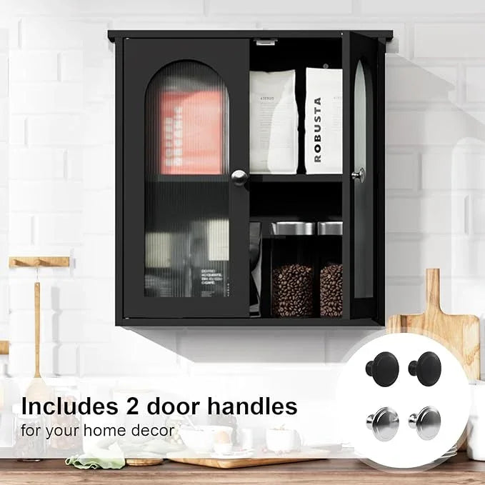 Black Bathroom Wall Cabinet,Bathroom Cabinet Wall Mounted with Arched,Medicine Cabinets Over Toilet,Surface Mount Medicine Cabinet for Laundry Room,Kitchen,Storage Cabinet 22x23 - ModernBath