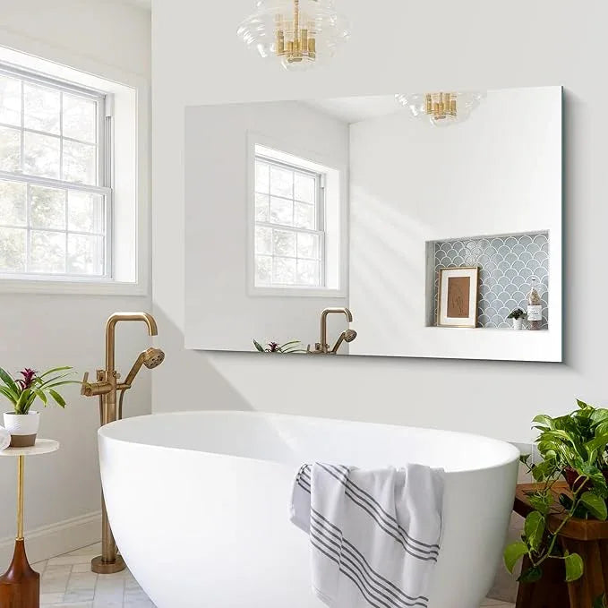 CILIBER Large Frameless Mirror, 55x36 Frameless Bathroom Mirrors for Over Sink, Upgraded Shatterproof Rectangular Wall Mirror for Bathroom,Bedroom,Living Room and Entryway - ModernBath