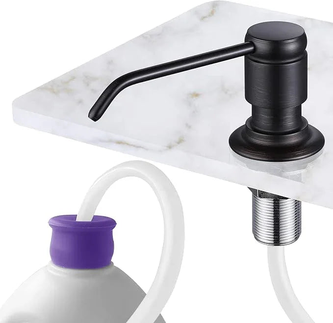 GAGALIFE Soap Dispenser for Kitchen Sink (Oil Rubbed Bronze) and Extension Tube Kit, Complete Brass Head, 40" Silicone Tube Connect to The Soap Bottle Directly, No More Top Refill - ModernBath