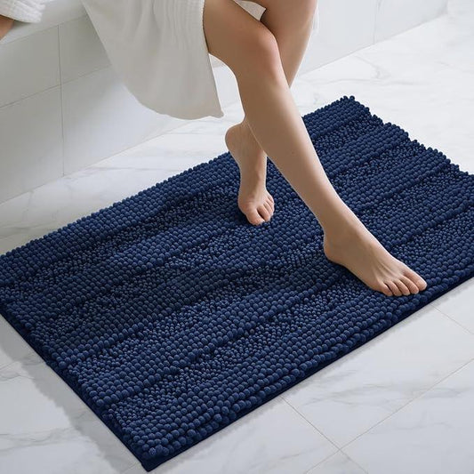 Yimobra Bathroom Rug Mat 44 x 24, Non Slip and Super Absorbent Bath Mat,Machine Washable Quick Dry,Ultra Plush Chenille Shower Rugs for Bathroom Floor Sink Tub and Shower Outside,Navy Blue - ModernBath