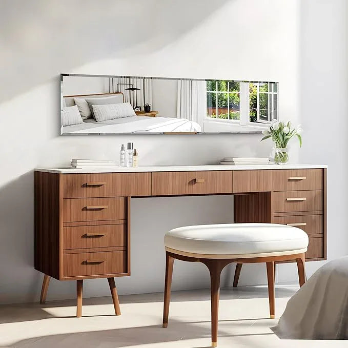 KOCUUY Frameless Full Length Mirror, 48" x 12" Beveled Bathroom Vanity Mirror, Large Rectangle Wall Mirror with Beveled Edge, Tempered Glass, Horizontal/Vertical - ModernBath