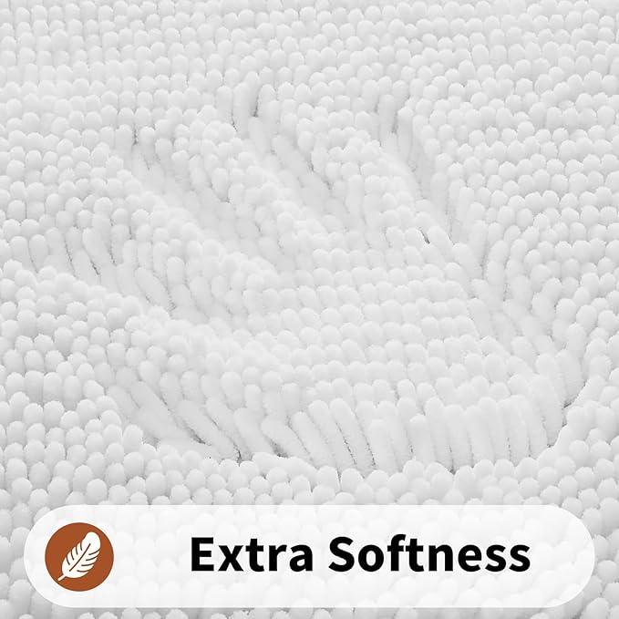 Yimobra Toilet Rugs U Shaped Washable - 24"x20" Non Slip Plush Contour Bath Rugs for Toilet - Super Soft Absorbent Quick Dry Toilet Mats for Bathroom,White - ModernBath