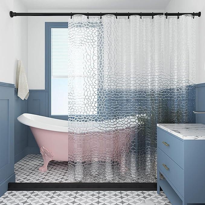 LQFMEHOT EVA Clear Shower Curtain Liner, 3D Water Cube 5G Shower Liners with 12 Rustproof Metal Grommets and Weighted Magnets, Waterproof Duty for Bathroom 72 x 72 - ModernBath
